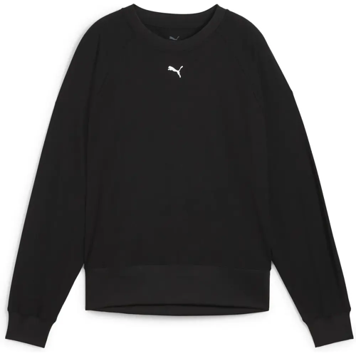 Schwarzer Pullover mit Logo in der Mitte, langärmliges Design. Schwarzer Pullover mit Logo in der Mitte, langärmliges Design.