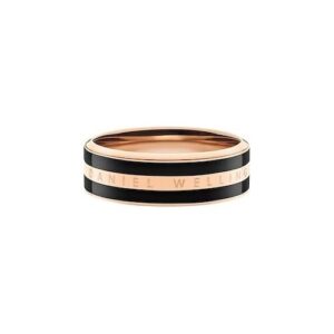 Zweifarbiger Ring mit schwarzem und roségoldenem Streifen.