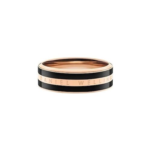 Zweifarbiger Ring mit schwarzem und roségoldenem Streifen.
