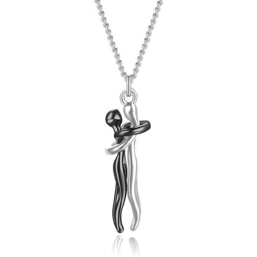 Silberner und schwarzer Figuranhänger an einer Kette Silberner und schwarzer Figuranhänger an einer Kette