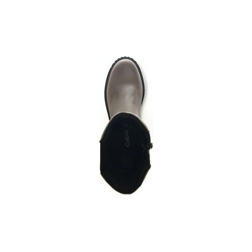 Stiefel von oben, schwarze und braune Farbkombination, Gabor-Logo sichtbar.