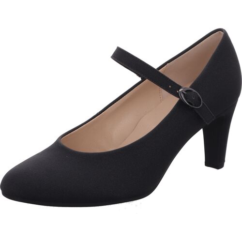 Schwarzer Mary Jane Schuh mit hohem Absatz und Riemchen. Schwarzer Mary Jane Schuh mit hohem Absatz und Riemchen.